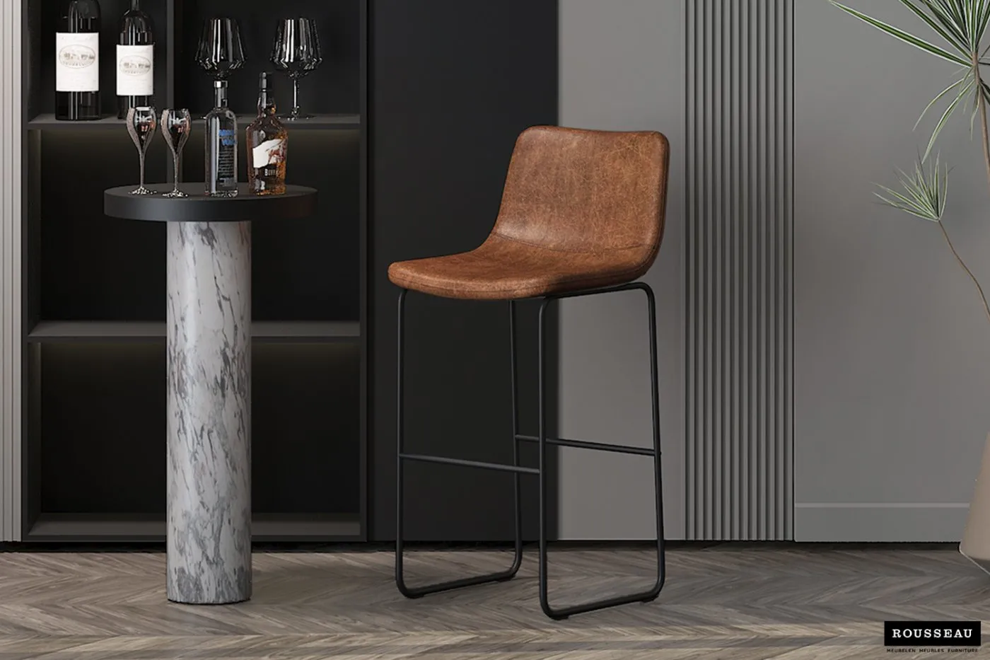 Barstoel 'Mancia' PU Ote Topper 02 Cognac