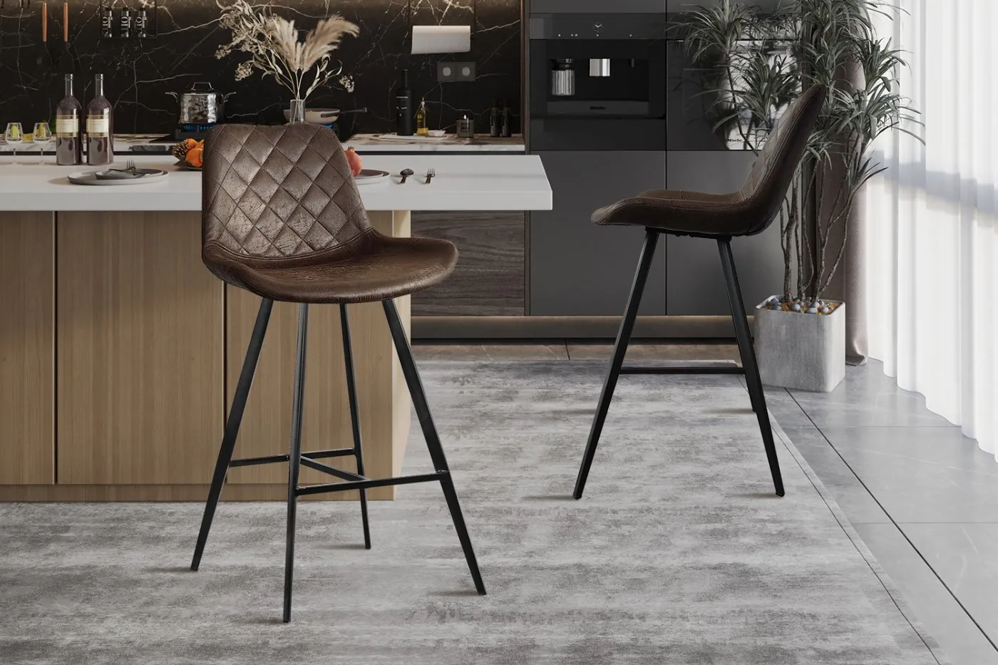 SALE - Barstoel 'Palmas' PU Ote Topper 05 Donkerbruin
