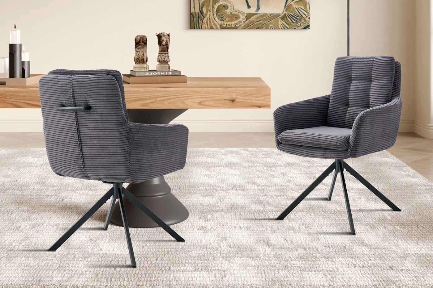 SALE - Stoel 'Luna' Draaibaar tot 0 Corduroy Fabb Hyper