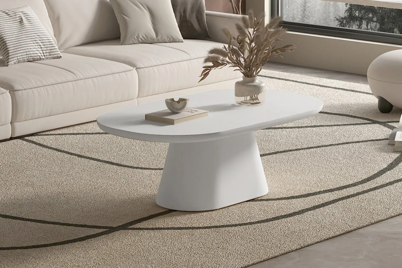 Salontafel 'Tavira' 120 cm Ovaal Cement Ecru