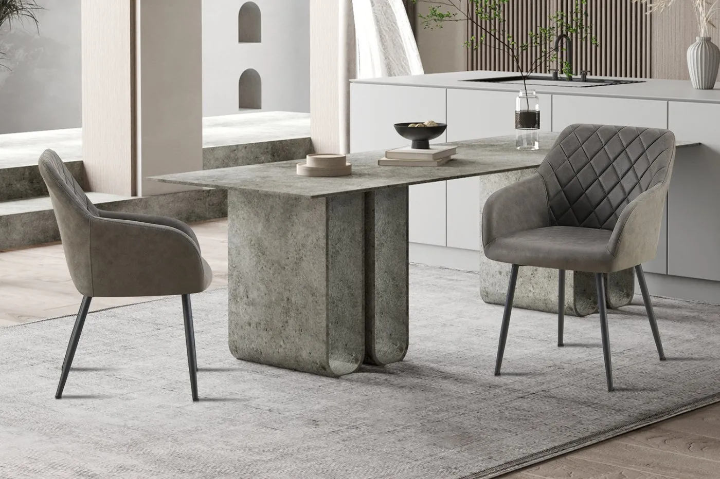 Stoel 'Peron' Micro fiber PU Grijs