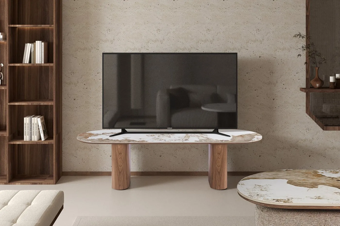 TV Meubel 'Evora' Glanzend Steen Pandora Beige